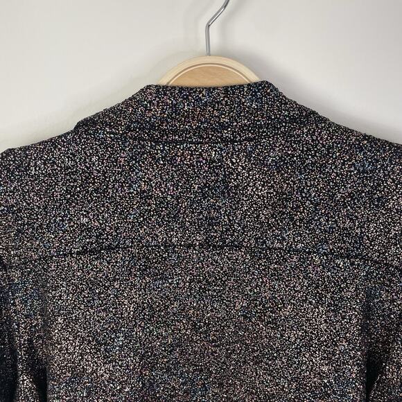 Clara Sunwoo Metallic Shiny Confetti Dot Open Drape Waterfall Cardigan Large - Picture 5 of 11